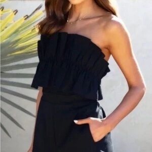 Strapless Black Ruffle Top